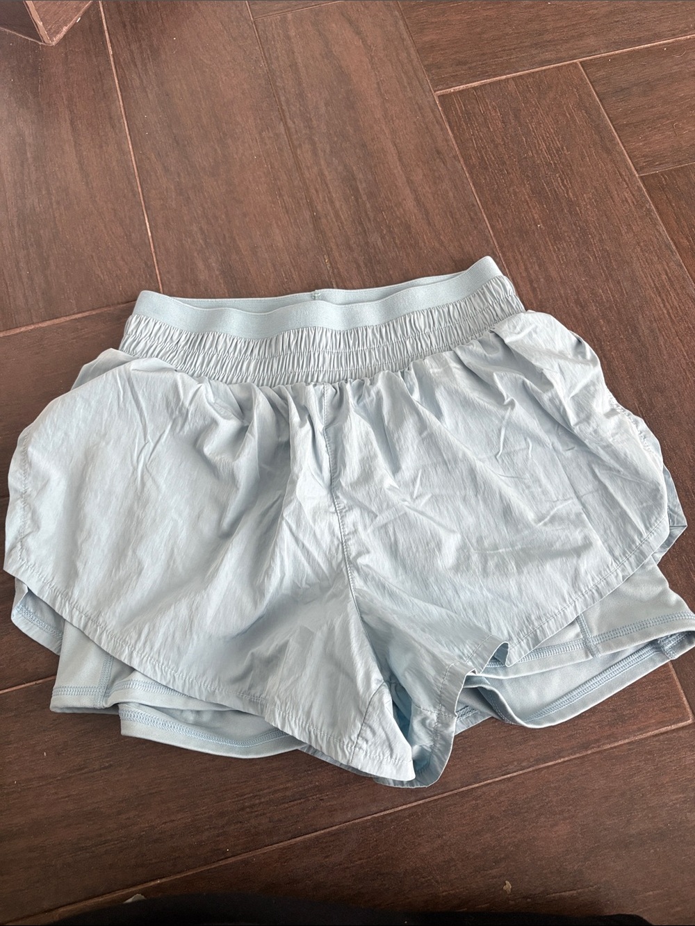 Baby Blue Women's double lined Running Shorts